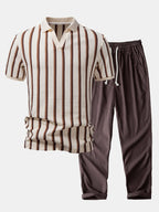 Ensemble polo à col Johnny et pantalon en lin droit™