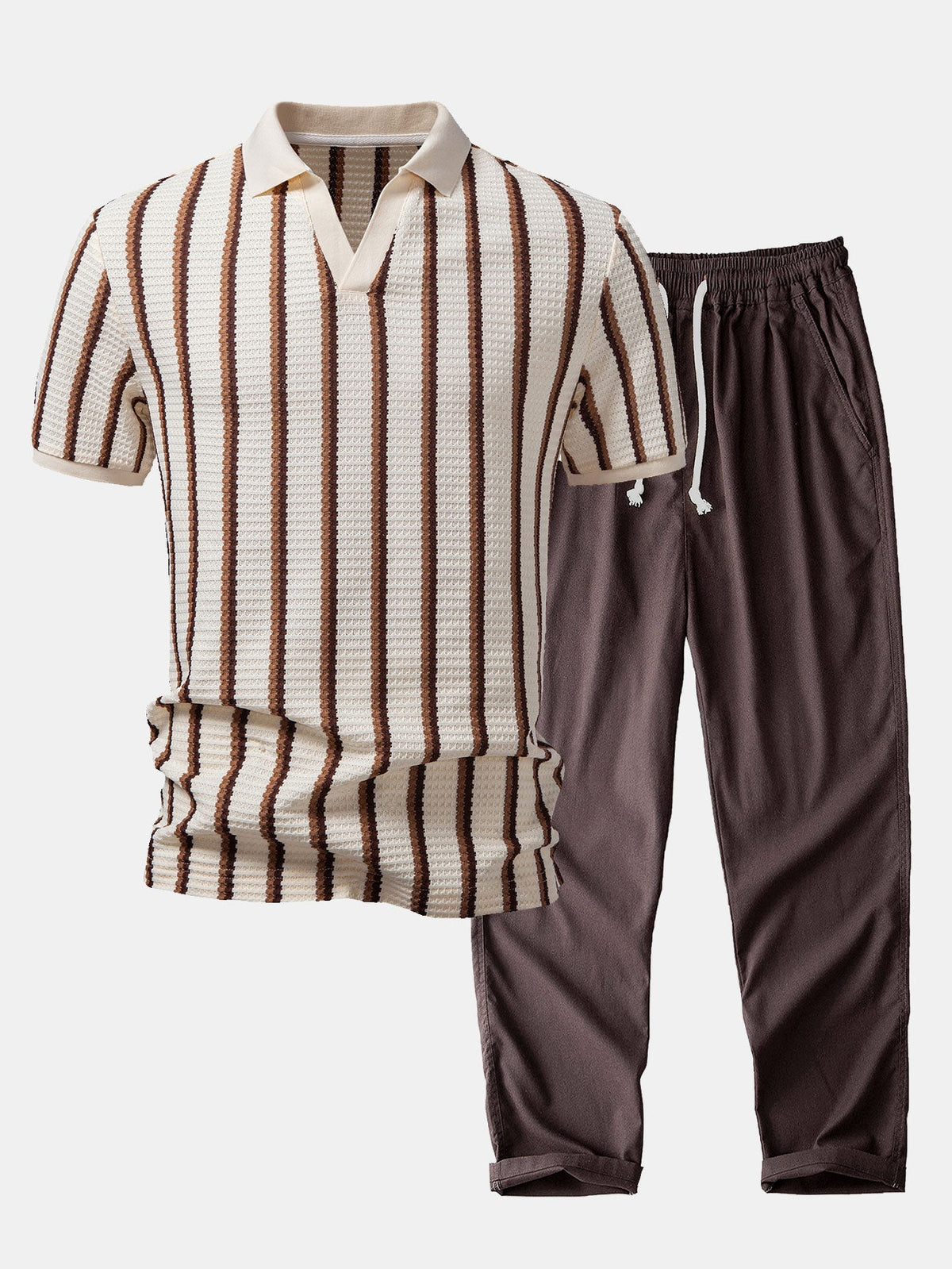 Ensemble polo à col Johnny et pantalon en lin droit™