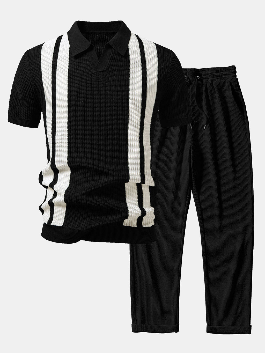 Ensemble polo à col Johnny rayé et pantalon côtelé Lorenzo™