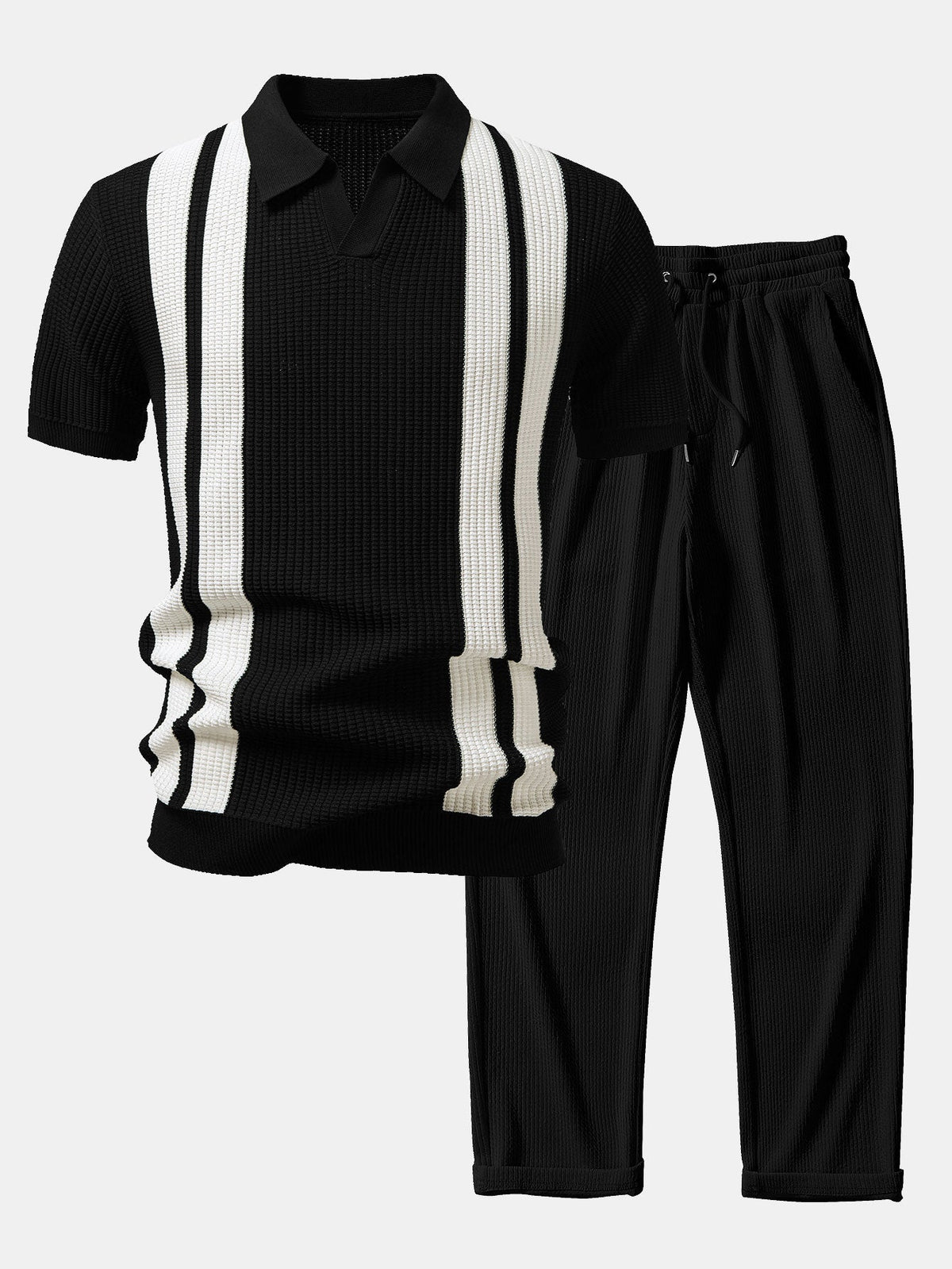 Ensemble polo à col Johnny rayé et pantalon côtelé Lorenzo™