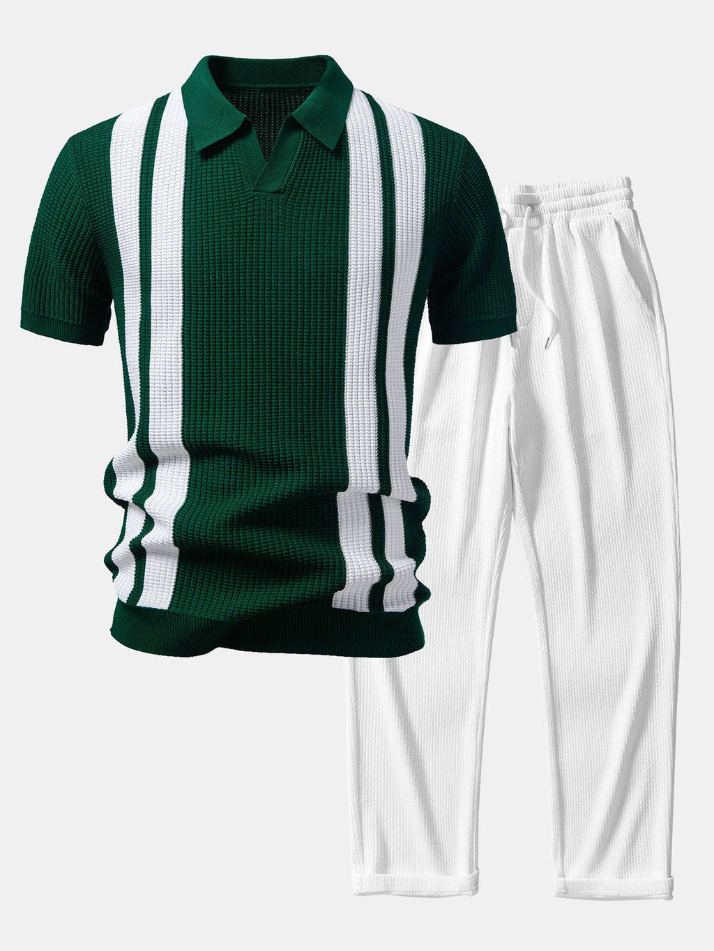 Ensemble polo à col Johnny rayé et pantalon côtelé Lorenzo™