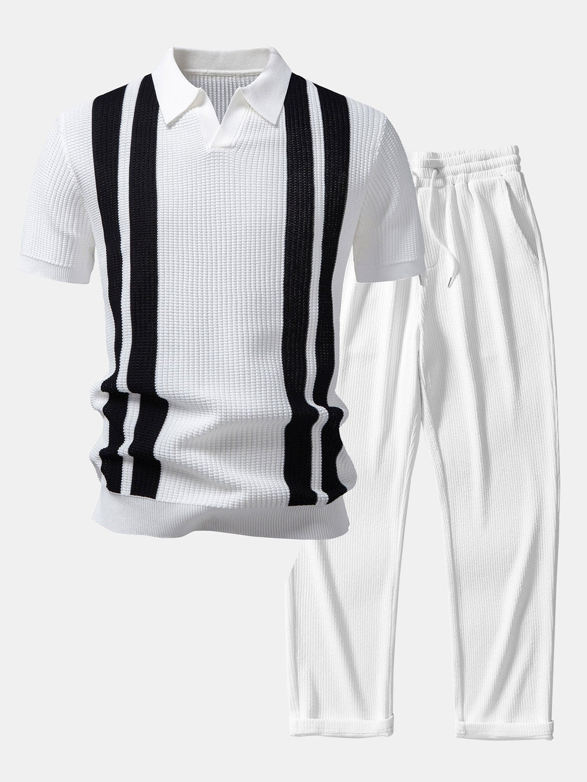 Ensemble polo à col Johnny rayé et pantalon côtelé Lorenzo™
