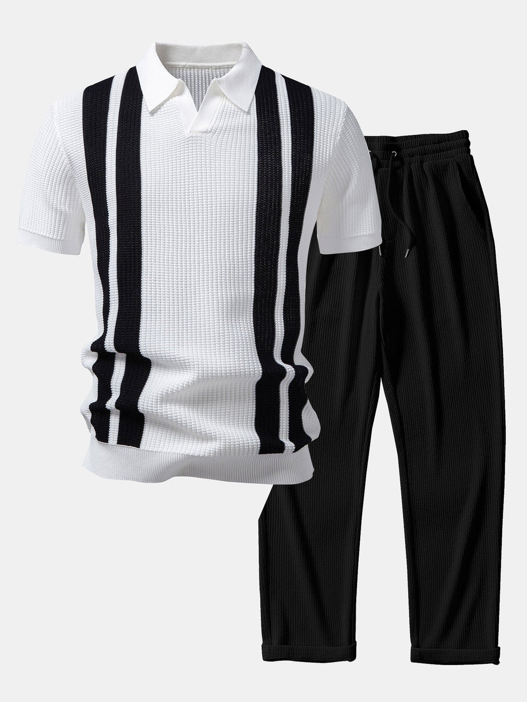 Ensemble polo à col Johnny rayé et pantalon côtelé Lorenzo™