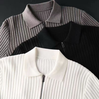 Prestante : Pull zippé classique en côtes
