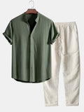 Ensemble chemise col en V lin et rayonne & pantalon droit Linus™
