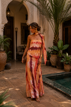 Robe longue imprimée à décolleté cœur