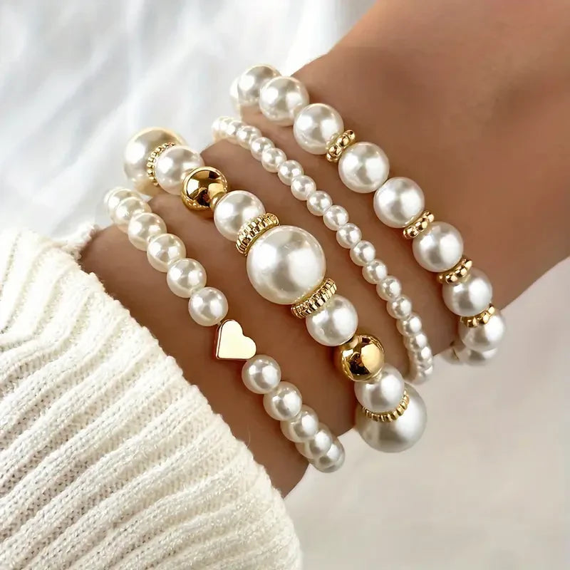 Set de Bracelets en Perles Élégantes | Doré