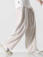 Pantalon large en mélange lin et coton Lorenzo™