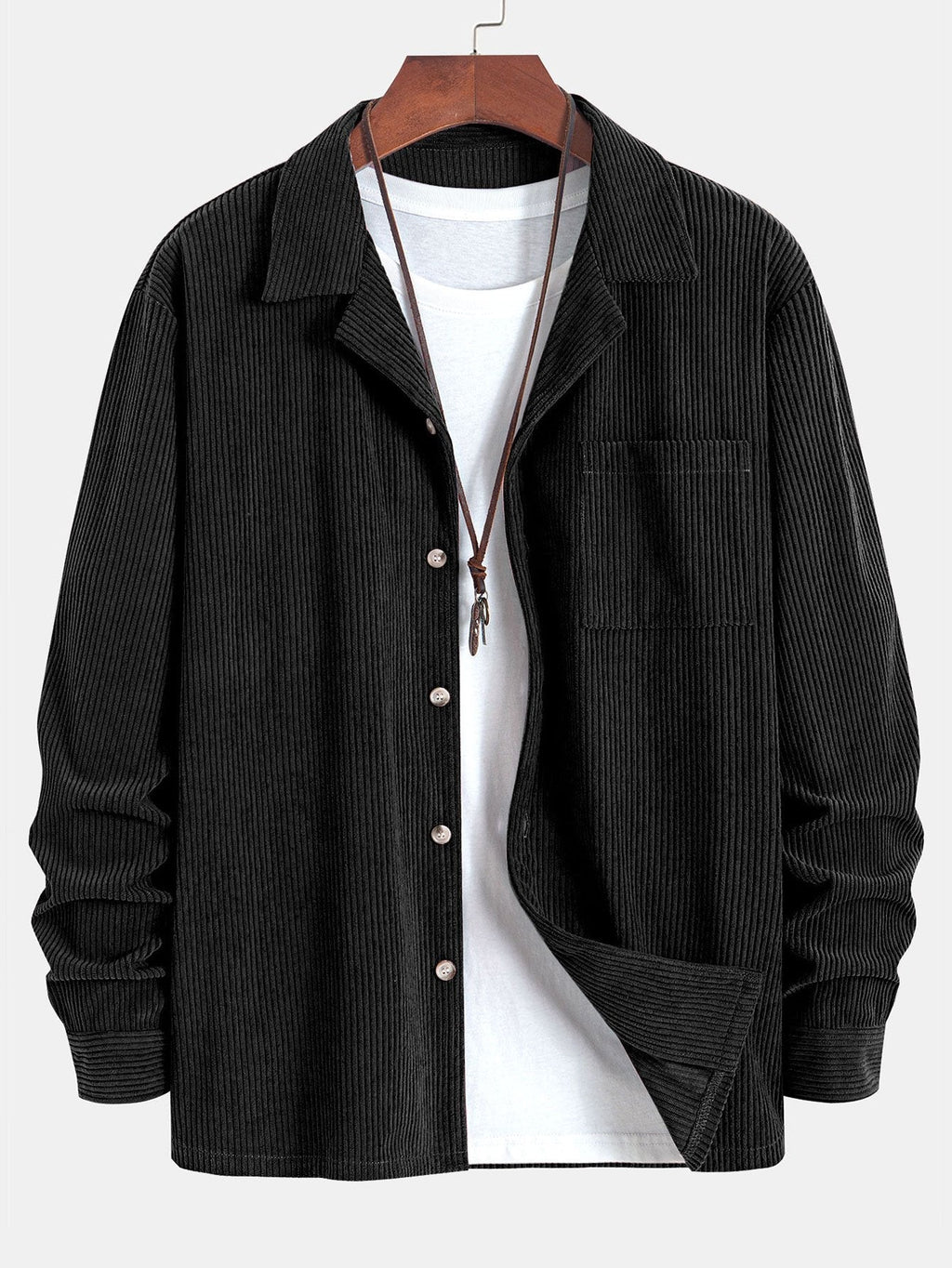 Chemise en velours côtelé col cubain Marco™
