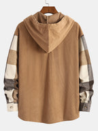 Chemise à capuche en velours côtelé patchwork Flavio™