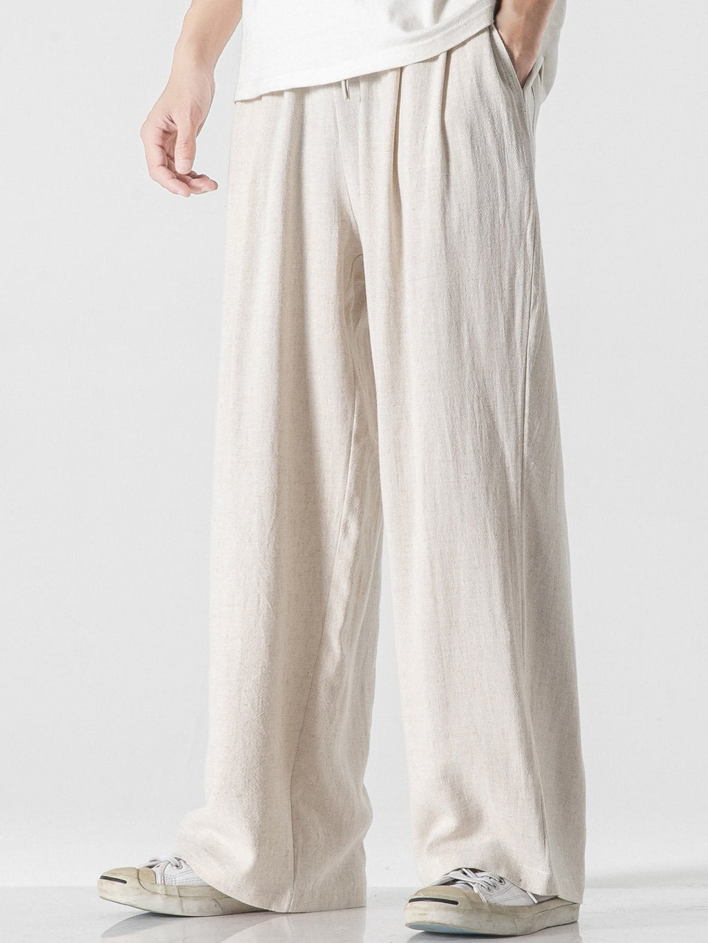 Pantalon large en mélange lin et coton Lorenzo™
