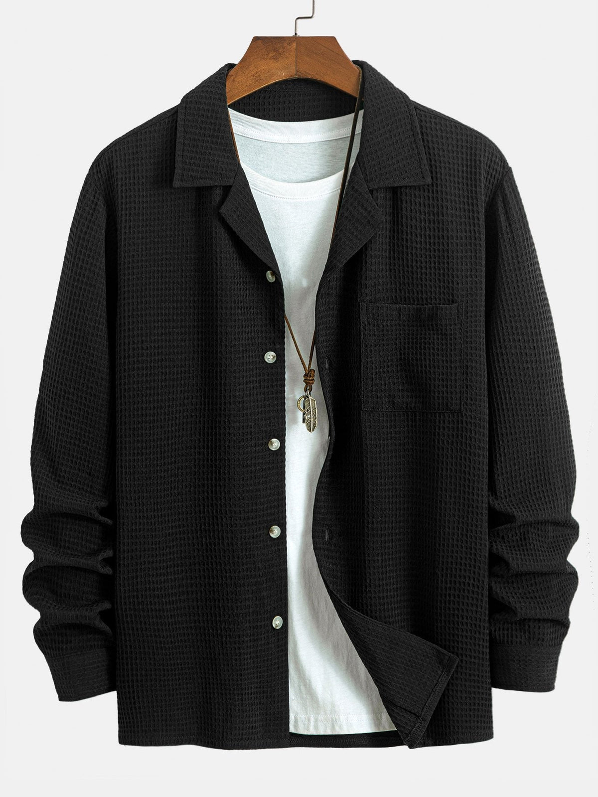 Chemise à manches longues en tissu gaufré Hugo™