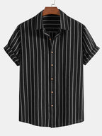 Chemise rayée en coton mélangé et short en lin Hugo™