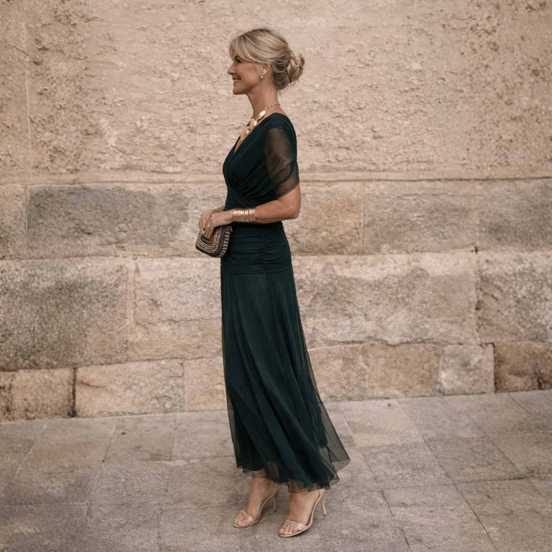 Mikaela | Robe maxi à bretelles dénudées - MAISON VARELLI