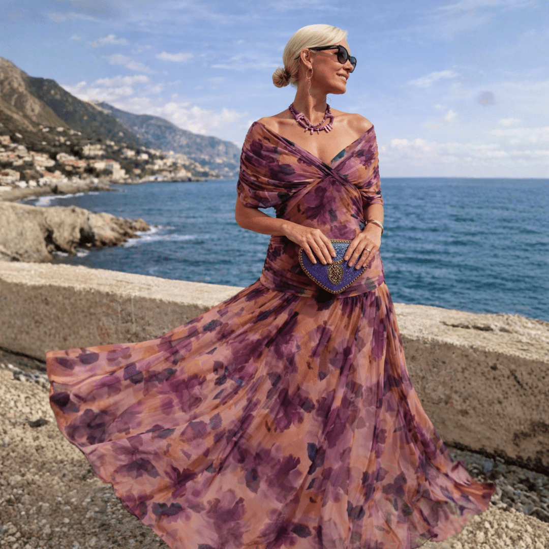 Mikaela | Robe maxi à bretelles dénudées - MAISON VARELLI