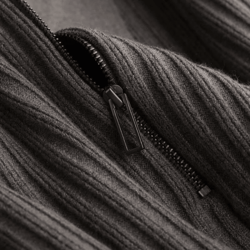 Prestante : Pull zippé classique en côtes - MAISON VARELLI