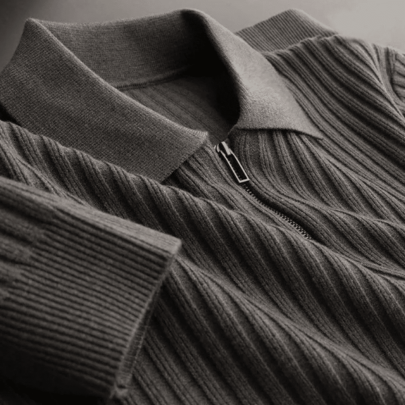 Prestante : Pull zippé classique en côtes - MAISON VARELLI